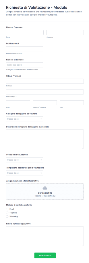 Modulo Di Richiesta Valutazione Delle Prestazioni