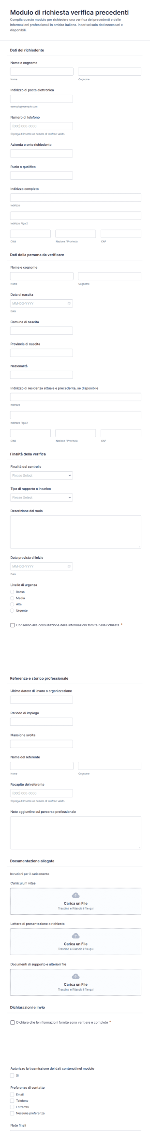 Modulo Di Richiesta Verifica Background