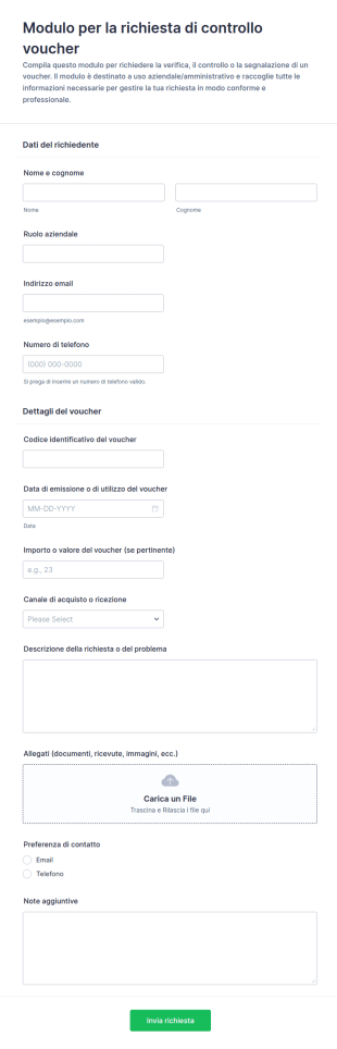 Modulo Di Richiesta Verifica Buoni