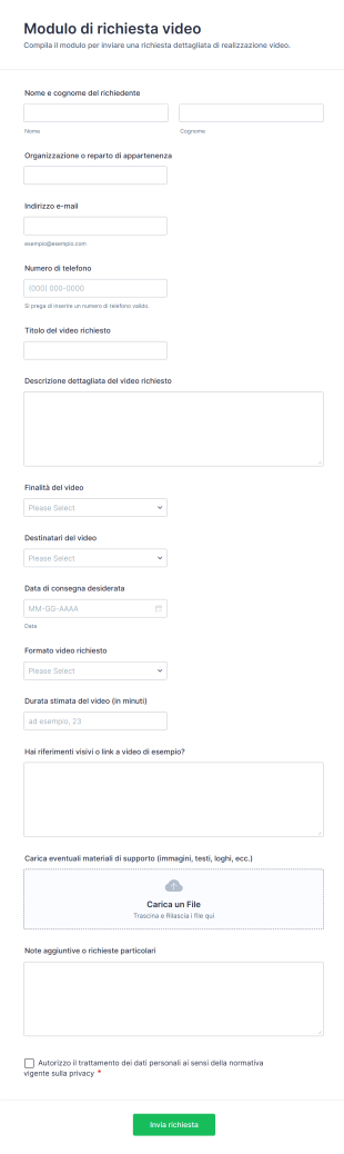 Modulo Di Richiesta Video