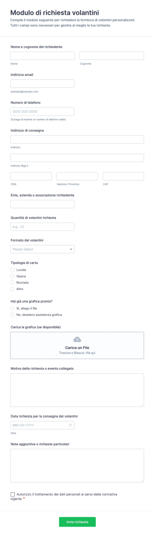 Modulo Di Richiesta Volantino