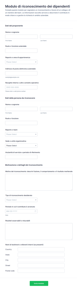Modulo Di Riconoscimento Dei Dipendenti