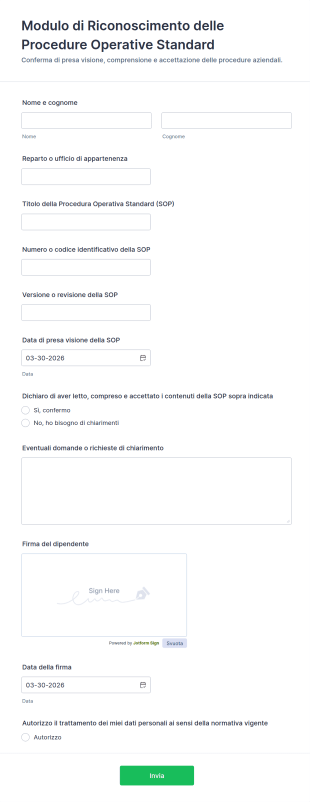 Modulo Di Riconoscimento Delle Procedure Operative Standard