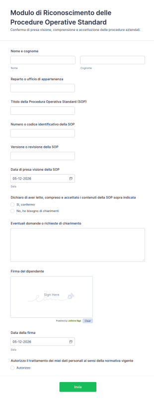 Modulo Di Riconoscimento Delle Procedure Operative Standard