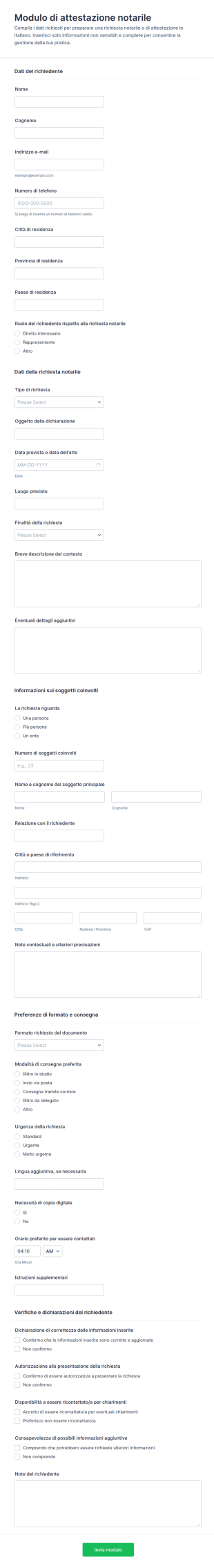 Modulo Di Riconoscimento Notarile