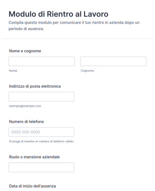 Modulo Di Rientro Al Lavoro