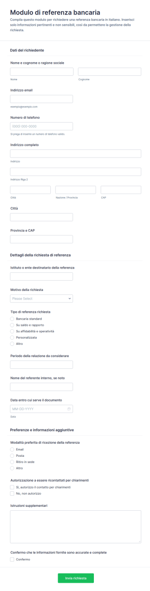 Modulo Di Riferimento Bancario