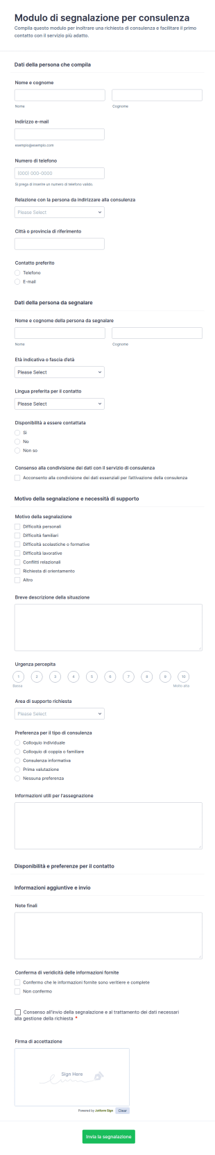 Modulo Di Riferimento Consulenziale