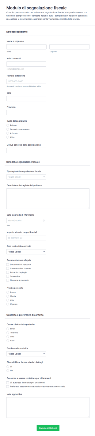 Modulo Di Riferimento Fiscale
