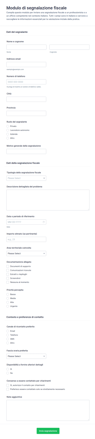 Modulo Di Riferimento Fiscale