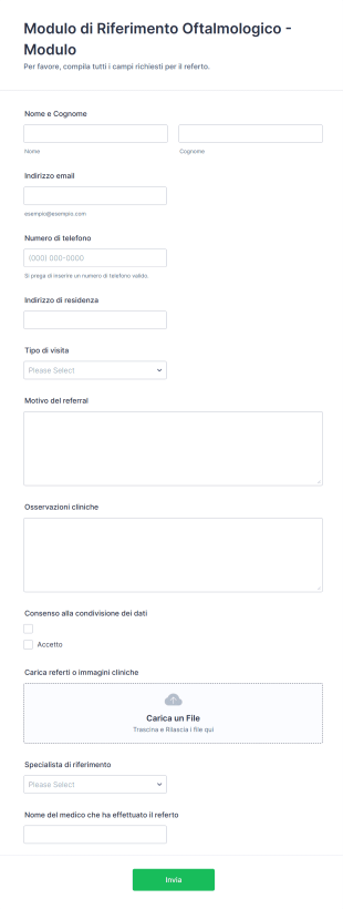 Modulo Di Riferimento Oftalmologico Modulo
