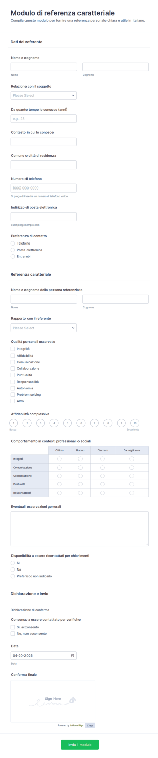 Modulo Di Riferimento Personale