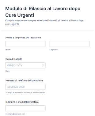 Modulo Di Rilascio Al Lavoro Dopo Cure Urgenti