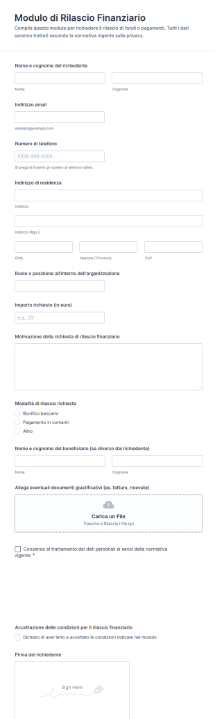 Modulo Di Rilascio Finanziario