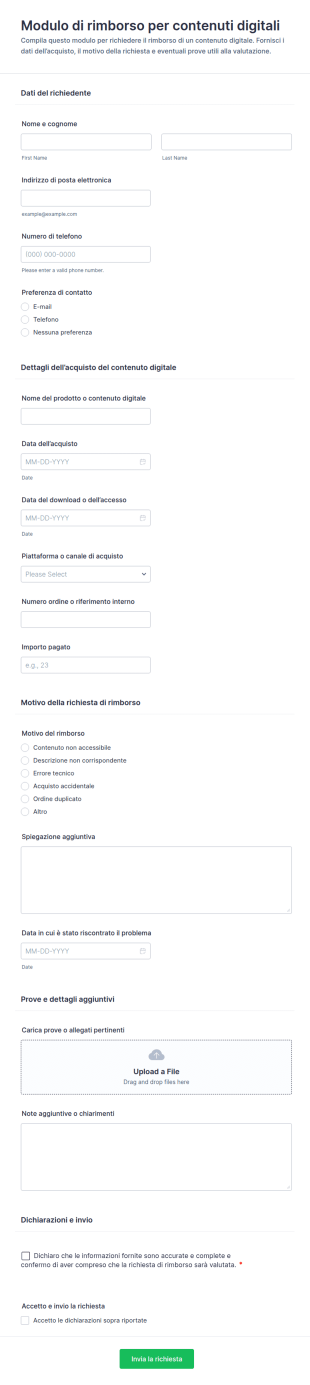 Modulo Di Rimborso Del Contenuto Digitale Form 🎁✨