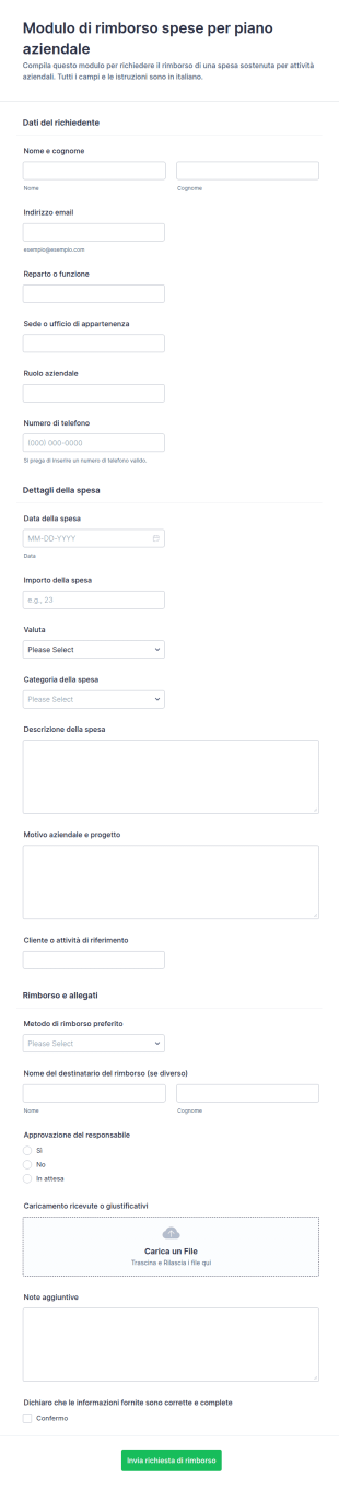 Modulo Di Rimborso Del Piano Responsabile