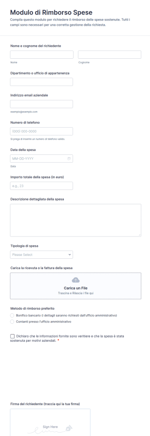 Modulo Di Rimborso Spese