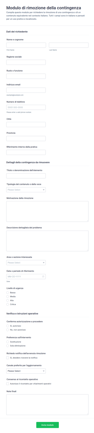 Modulo Di Rimozione Della Contingenza