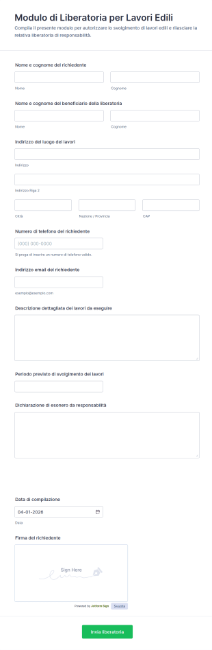 Modulo Di Rinuncia Alla Costruzione