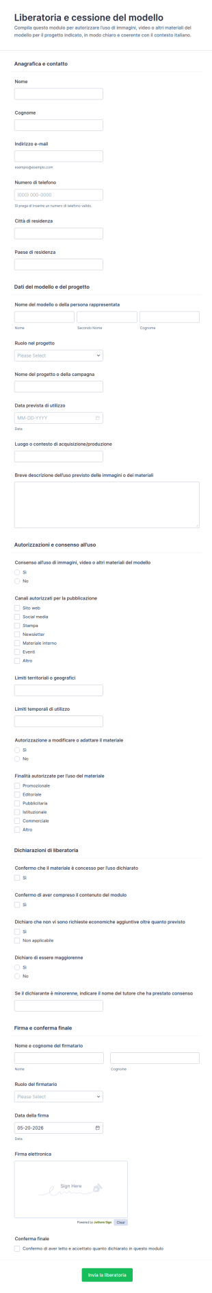 Modulo Di Rinuncia E Liberatoria