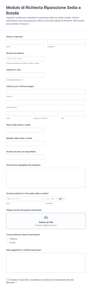 Modulo Di Riparazione Sedia A Rotelle