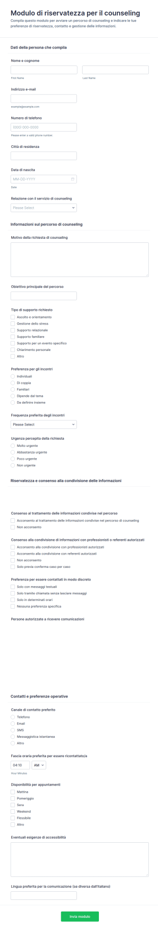 Modulo Di Riservatezza Consulenziale