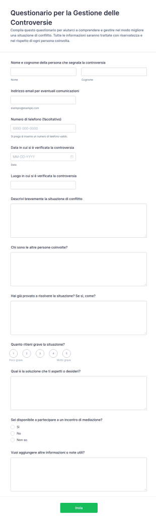 Modulo Di Risoluzione Dei Conflitti Form