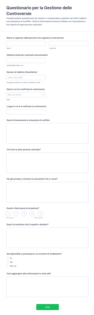 Modulo Di Risoluzione Dei Conflitti Form