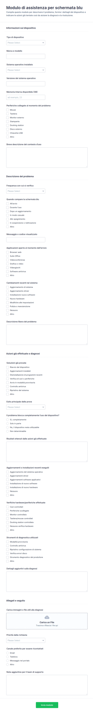 Modulo Di Risoluzione Problemi Dello Schermo Blu