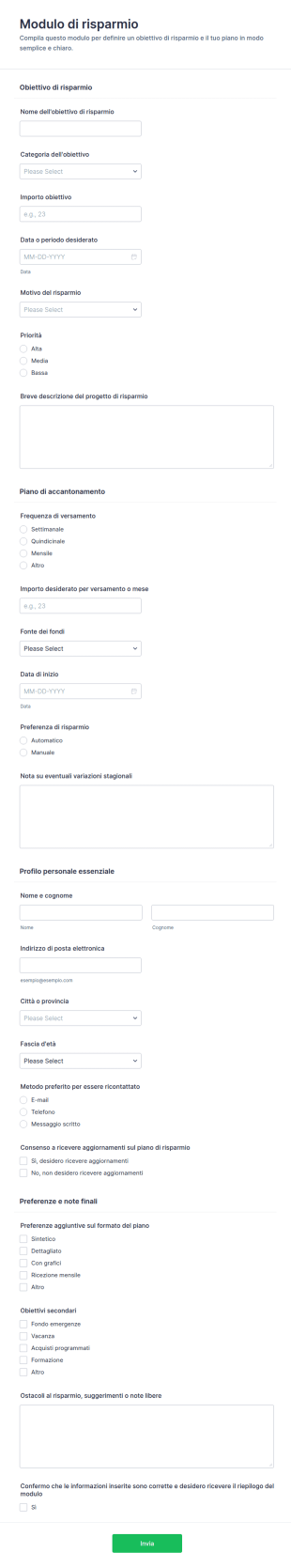 Modulo Di Risparmio