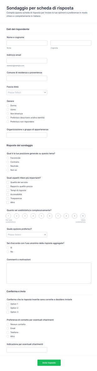 Modulo Di Risposta Al Sondaggio