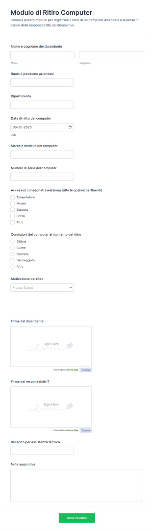 Modulo Di Ritiro Computer