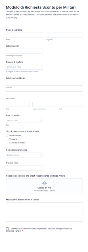 Modulo Di Sconto Militare