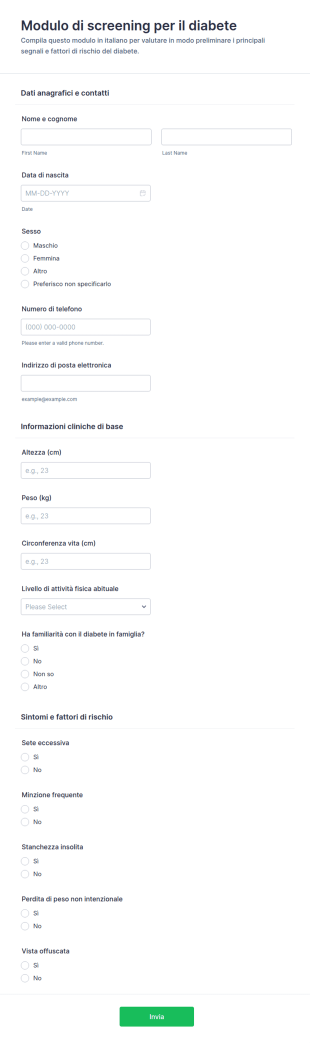 Modulo Di Screening Del Diabete