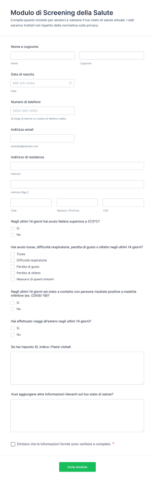 Modulo Di Screening Della Salute