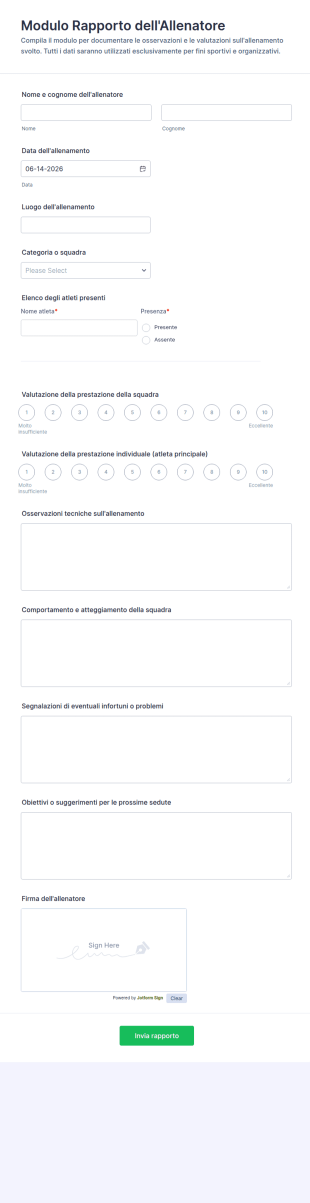 Modulo Di Segnalazione Allenatore
