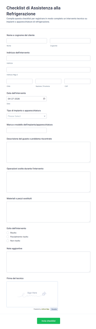 Modulo Di Segnalazione Del Servizio Di Refrigerazione