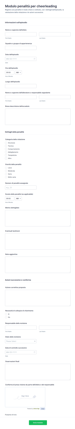 Modulo Di Segnalazione Di Comportamenti Inappropriati