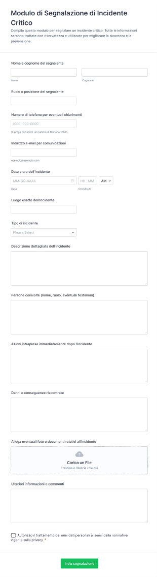 Modulo Di Segnalazione Di Incidente Critico