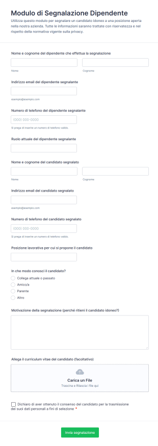 Modulo Di Segnalazione Dipendente