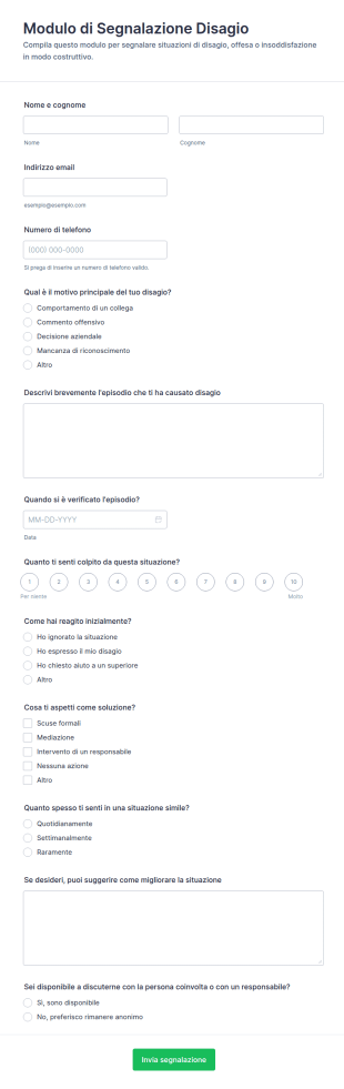 Modulo Di Segnalazione Disagio
