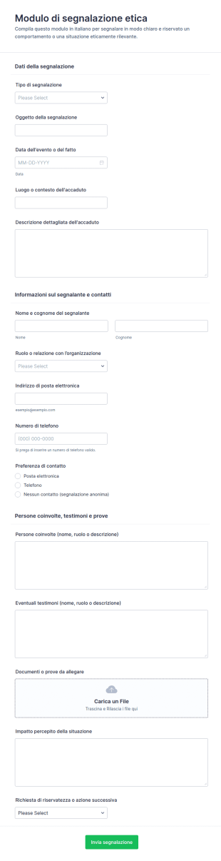 Modulo Di Segnalazione Etica