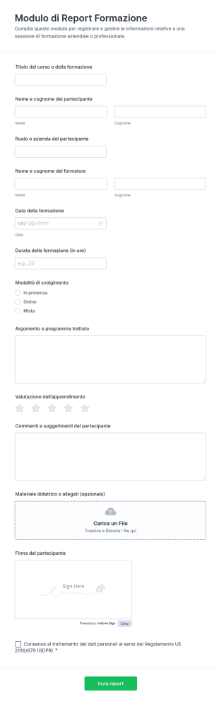 Modulo Di Segnalazione Formazione