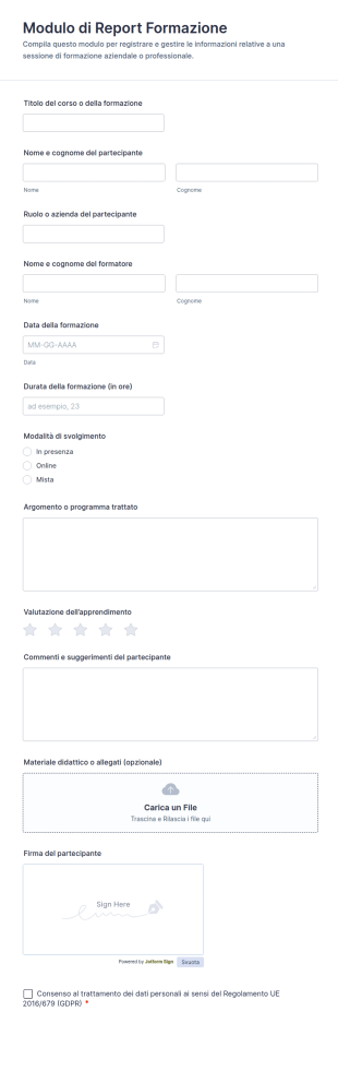 Modulo Di Segnalazione Formazione