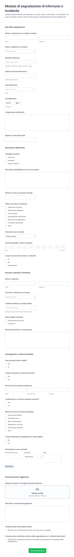 Modulo Di Segnalazione Infortuni