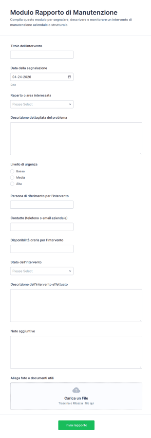 Modulo Di Segnalazione Manutenzione