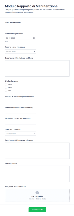 Modulo Di Segnalazione Manutenzione