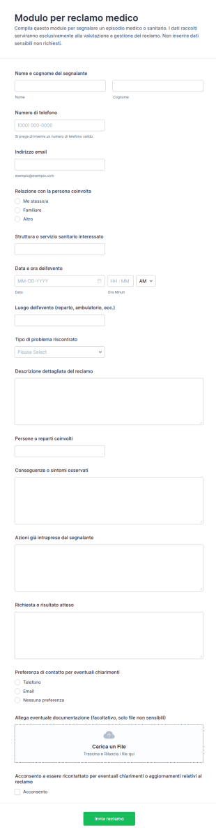 Modulo Di Segnalazione Medica