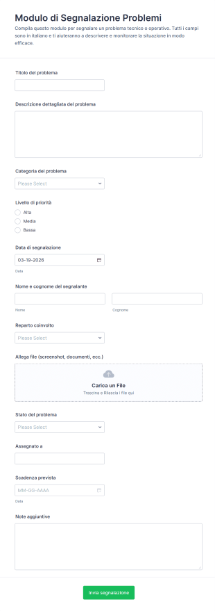 Modulo Di Segnalazione Problemi