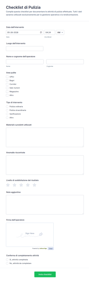 Modulo Di Segnalazione Pulizie